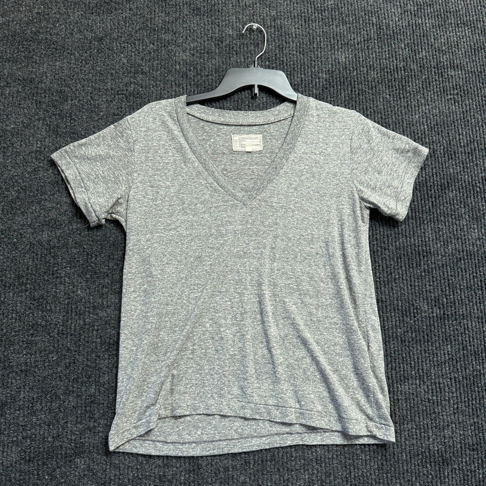 Current Elliott V Neck Tee Women 0 XS Heather Gray Slub Made USA Relaxed